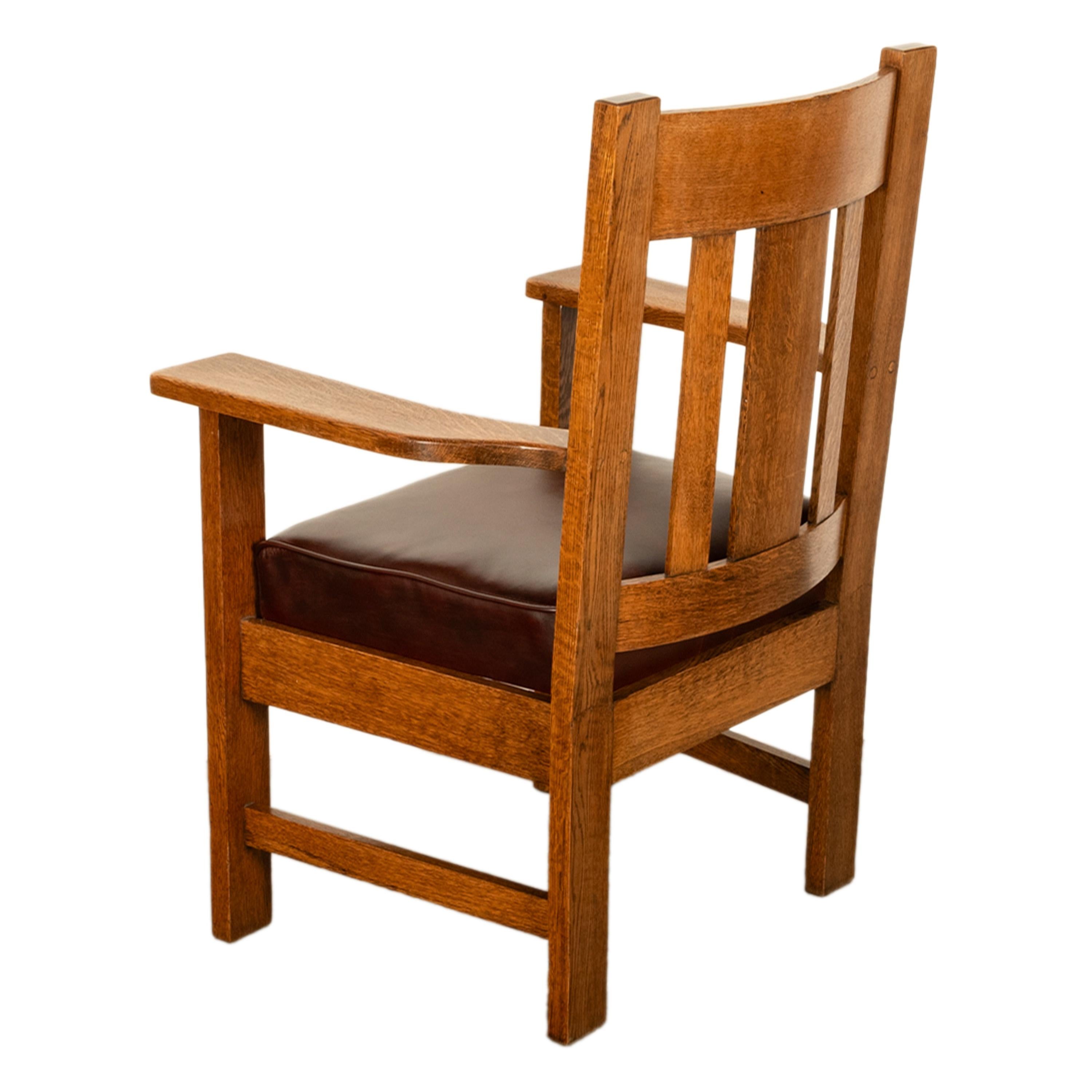 Antique Set 4 American Oak Arts & Crafts Mission Arm Chairs Stickley Oregon 1910 For Sale 7