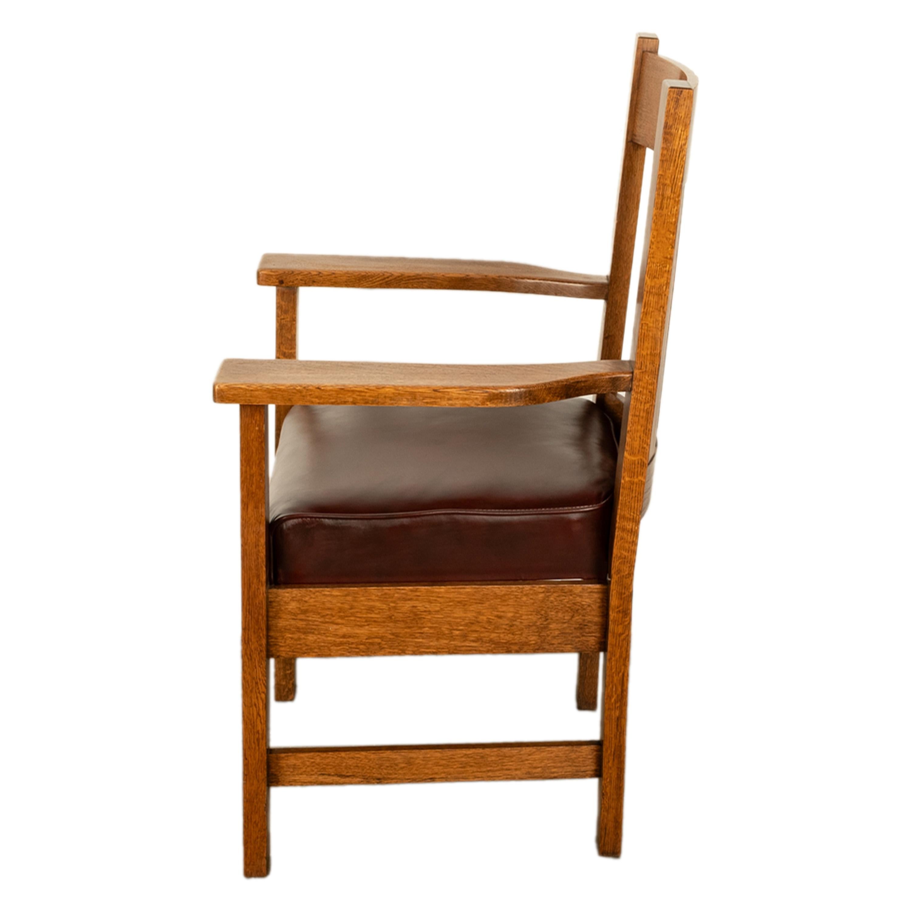 Antique Set 4 American Oak Arts & Crafts Mission Arm Chairs Stickley Oregon 1910 For Sale 8