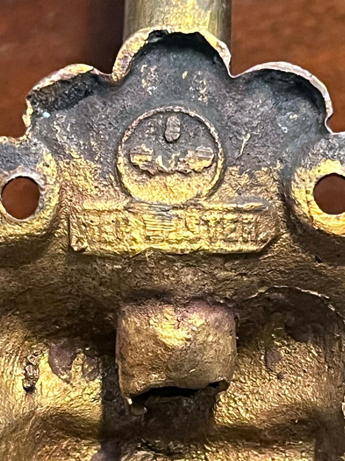 Antique Set 4 Brass Ceramic Hangers Hat Coat Hooks Mythical Green Man Gothic For Sale 12