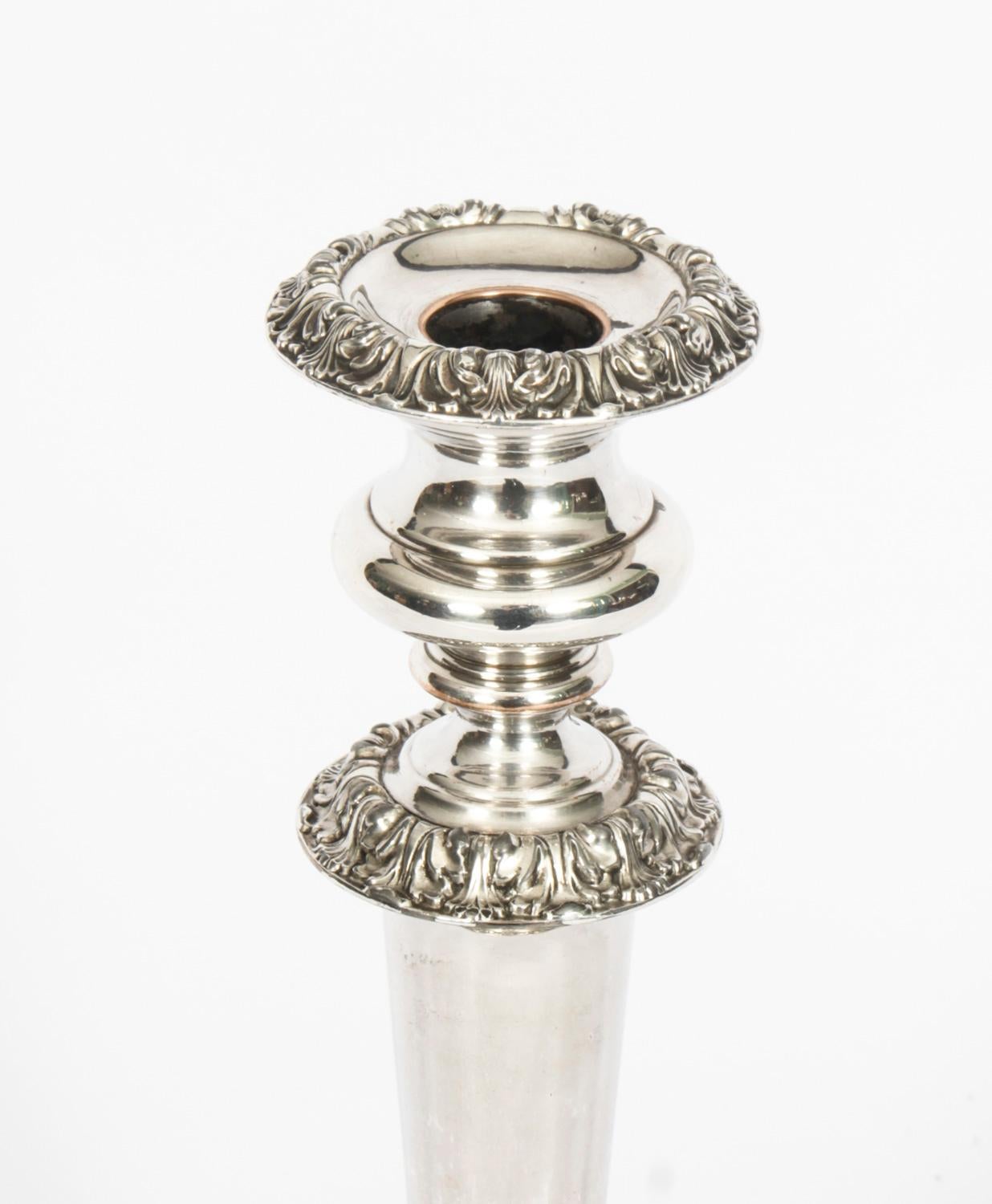 Antique Set 4 Old Sheffield Silver Plated Candlesticks 19th Century In Good Condition In London, GB