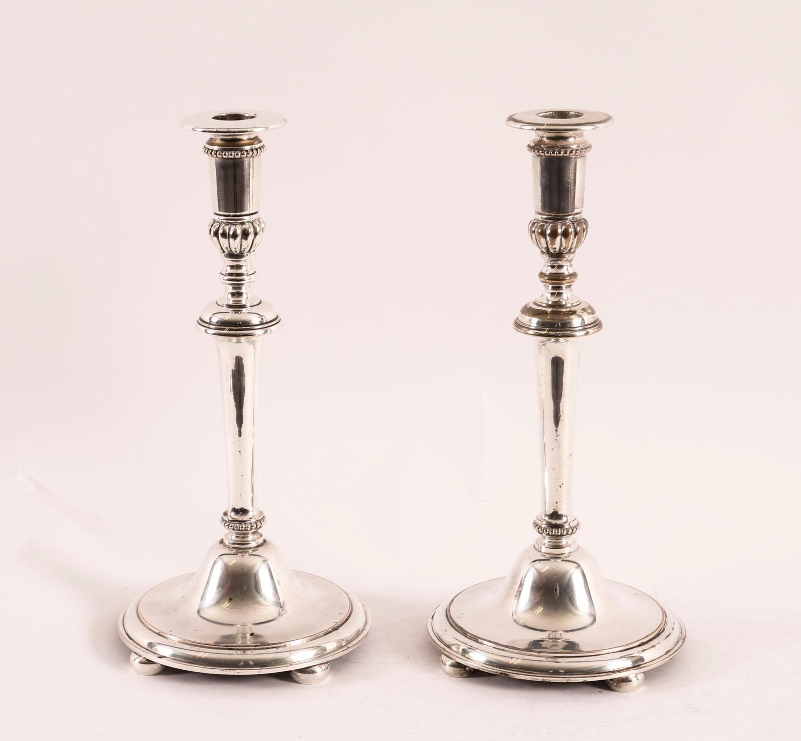 Antique Set 4 Silver Plated Candlesticks, Gibbons of Wolverhampton 20th Century For Sale 4