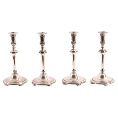 Antique Set 4 Silver Plated Candlesticks, Gibbons of Wolverhampton 20th Century