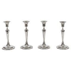 Antique Set 4 Sterling Silver Candlesticks by Hawkesworth Eyre 
Co, 1920