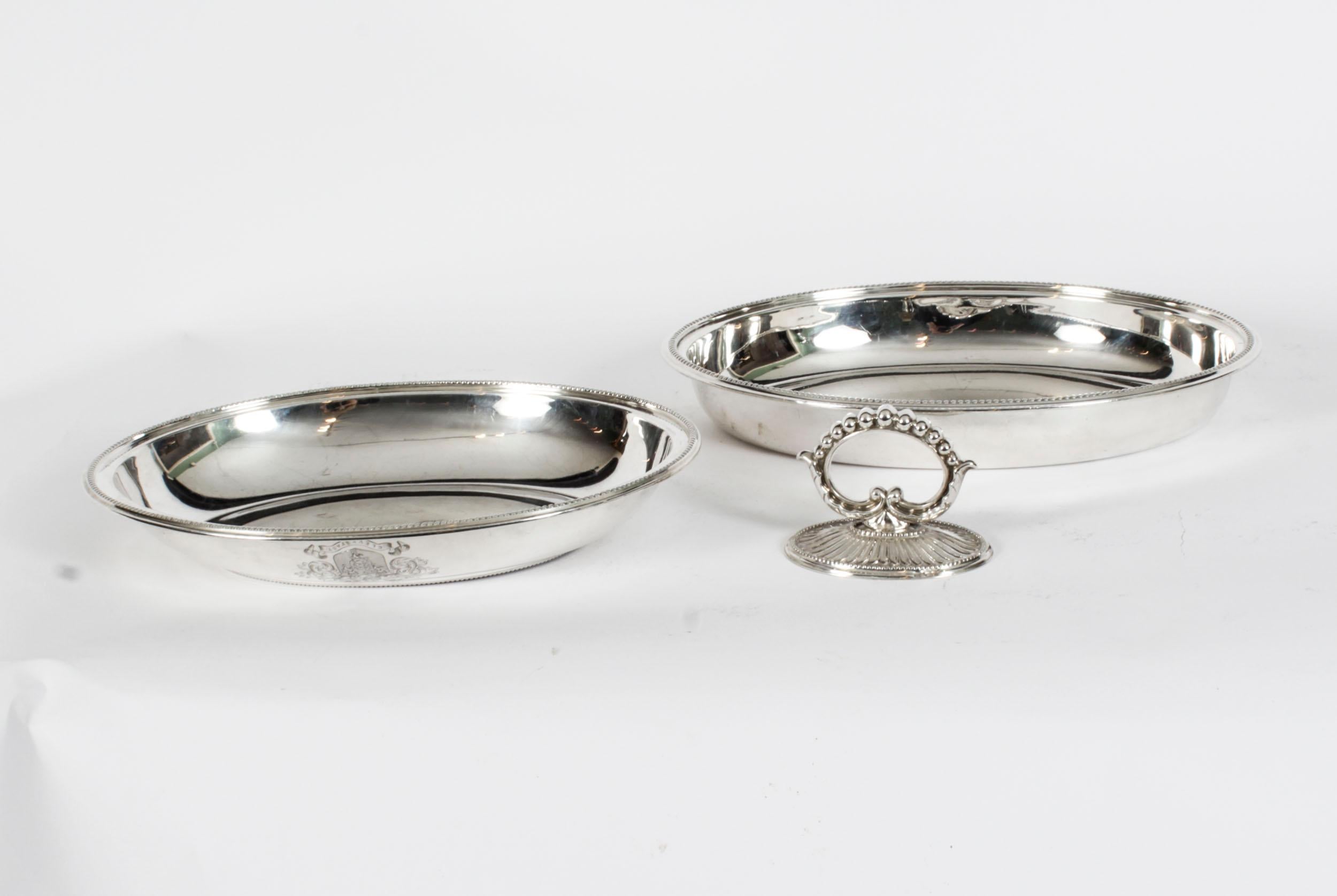 Antique Set 4 Sterling Silver Entree Dishes & Covers Finley & Taylor 1890 19th C For Sale 5