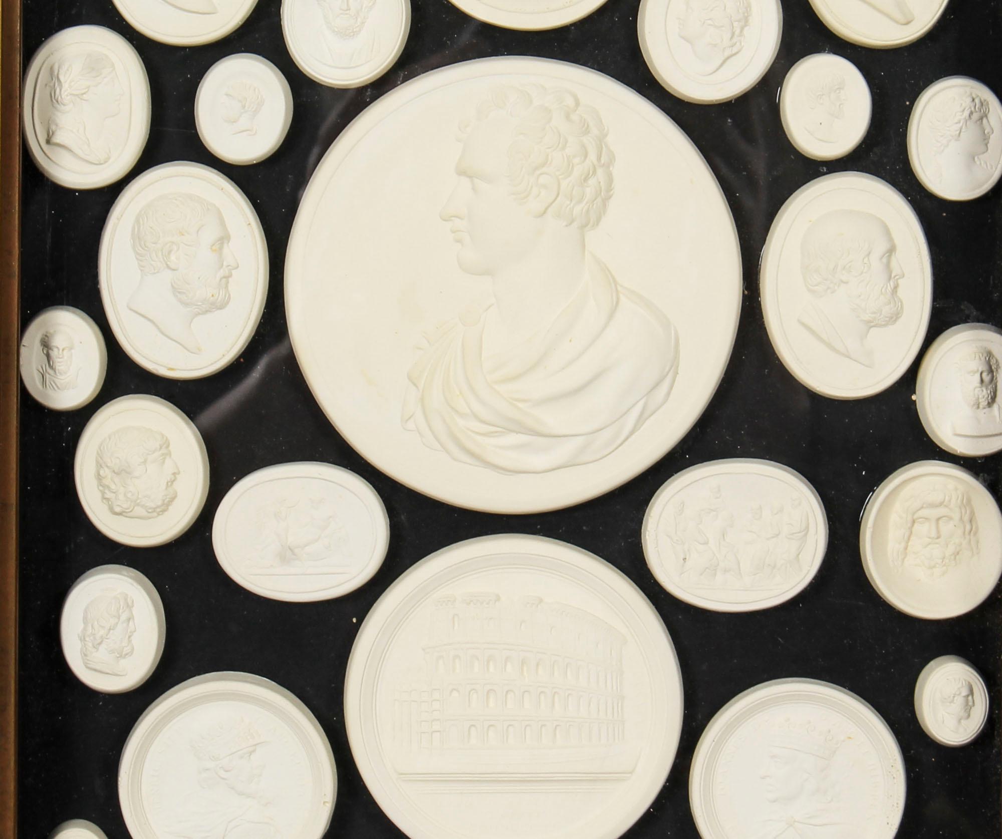 Set of 40 Plaster Cameo Intaglios of Grand Tour Medieval & 19th Century Subjects In Good Condition In London, GB