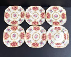 Antique Set 6 Dessert Plates by James Kent Ltd, England, Langton