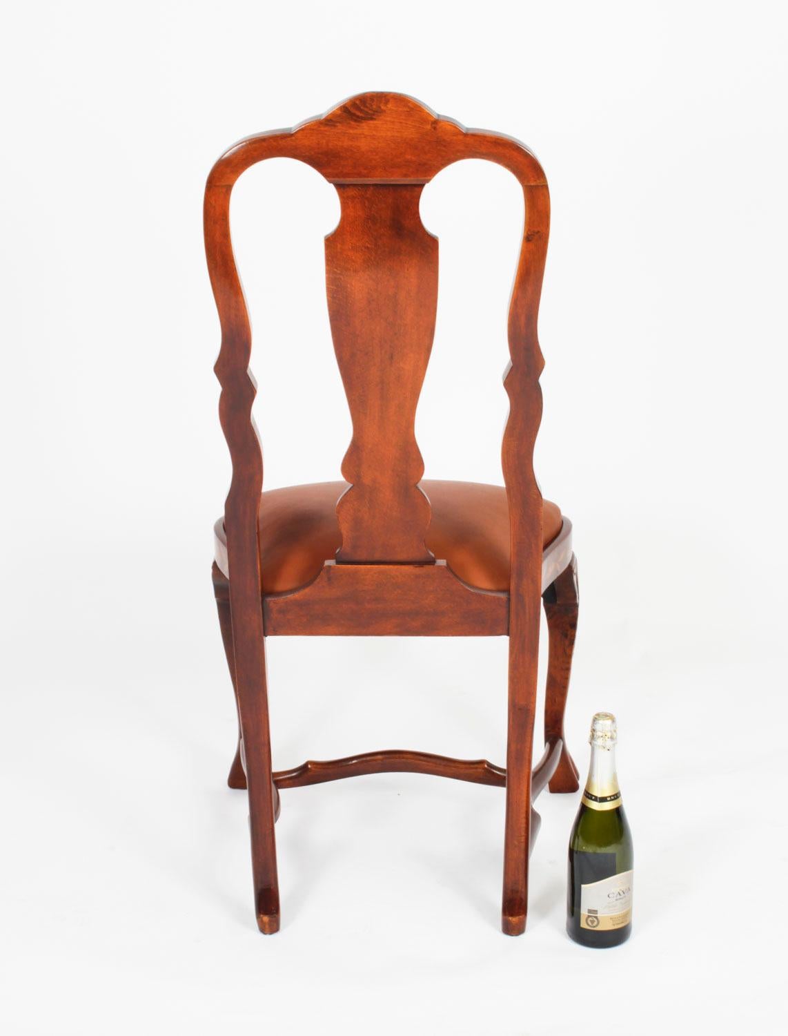 Antique Set 6 Dutch Marquetry Walnut High Back Dining Chairs Late 18th Century For Sale 10