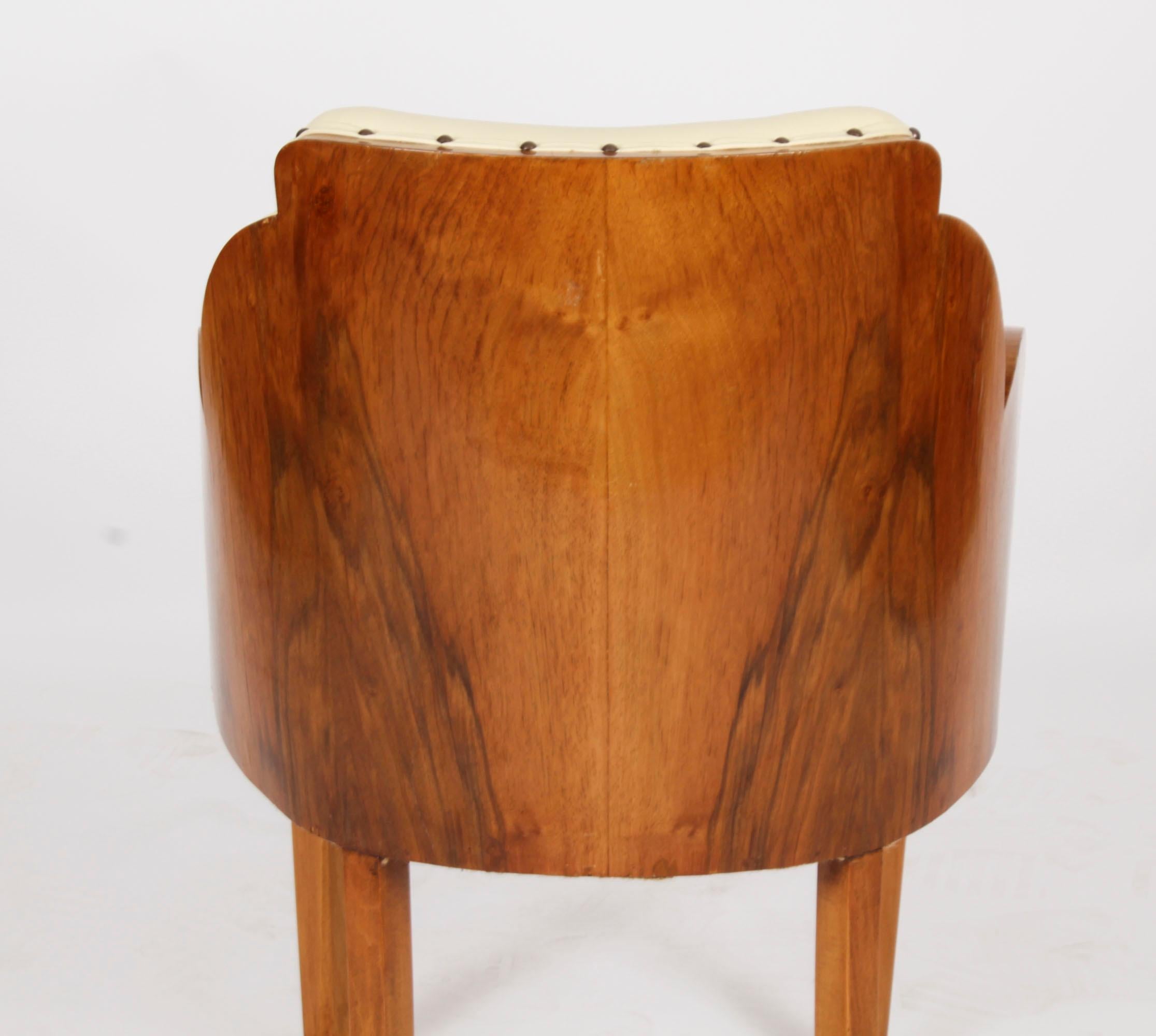 Set antico di 8 sedie Art Deco in radica di noce crema con schienale a nuvola del XX secolo in vendita 14