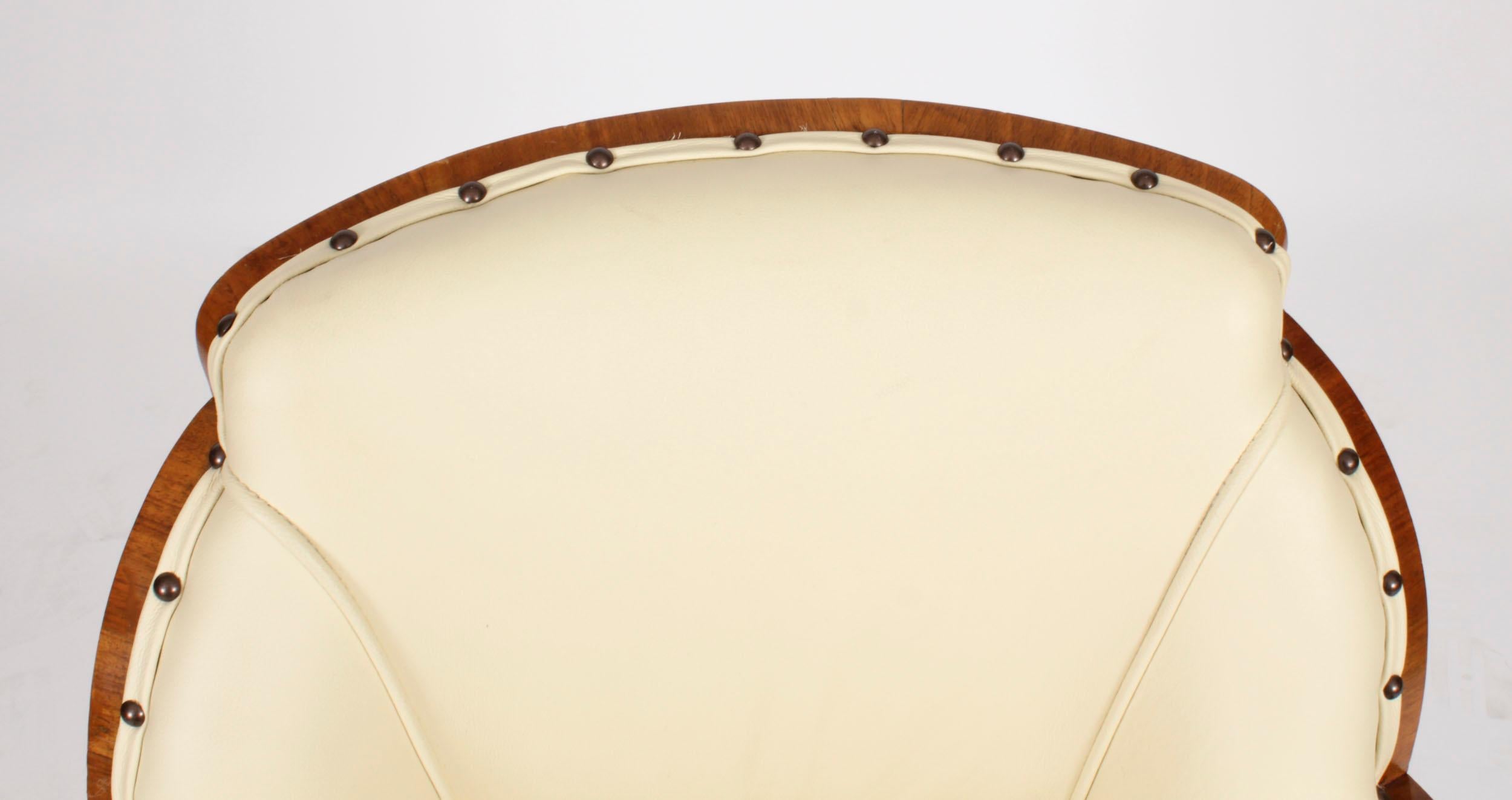 Set antico di 8 sedie Art Deco in radica di noce crema con schienale a nuvola del XX secolo In condizioni buone in vendita a London, GB
