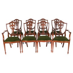 Antique Set 8 Edwardian Shield Back Dining Chairs Circa 1910 20th Century