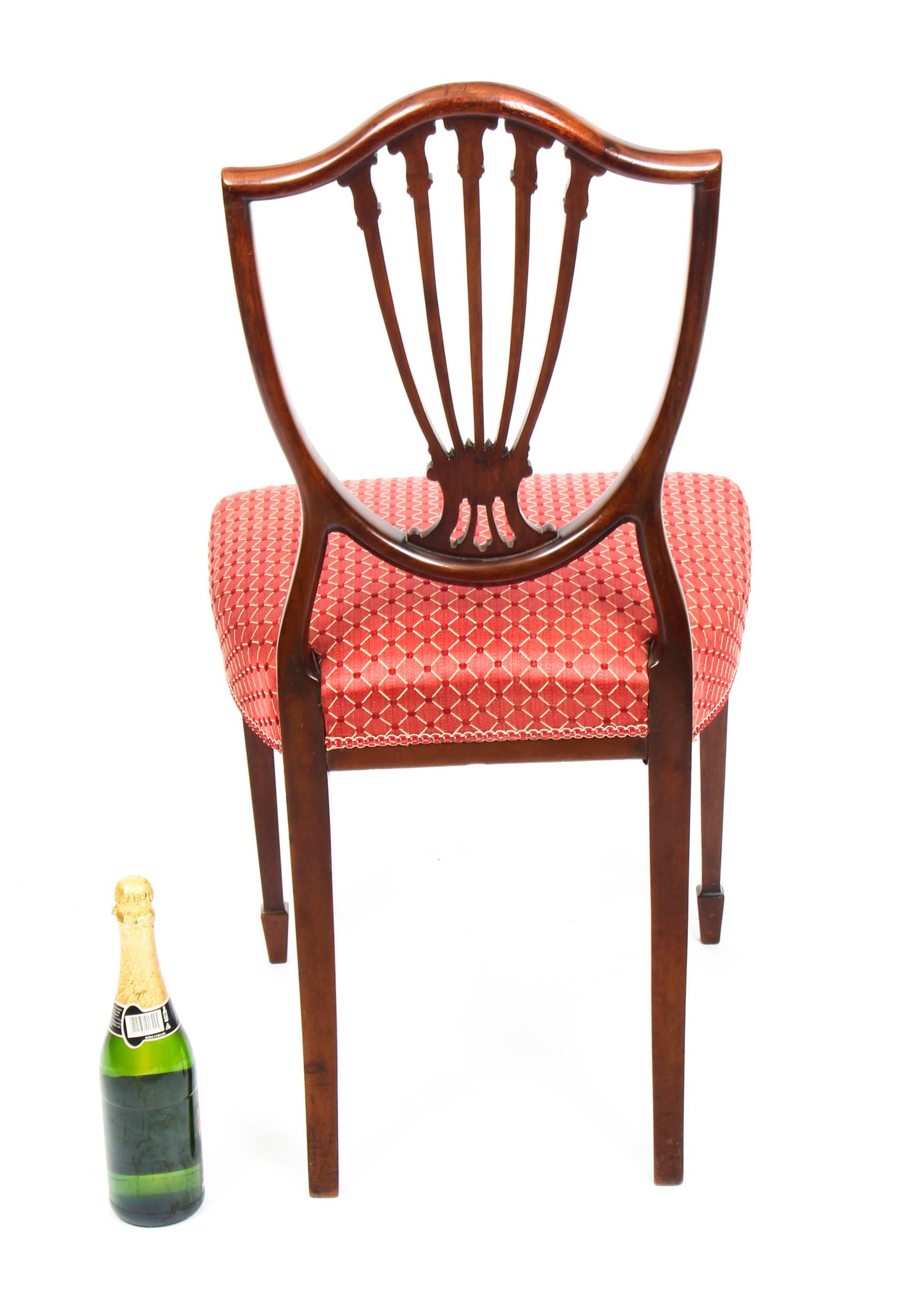 Antique Set 8 English Mahogany Hepplewhite Inlaid Dining Chairs, 19th Century 11