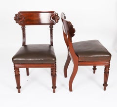 Antique Set 8 English William IV Bar Back Dining Chairs 19th Century