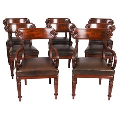 Antique Set 8 English William IV Bar Back Dining Chairs 19th Century