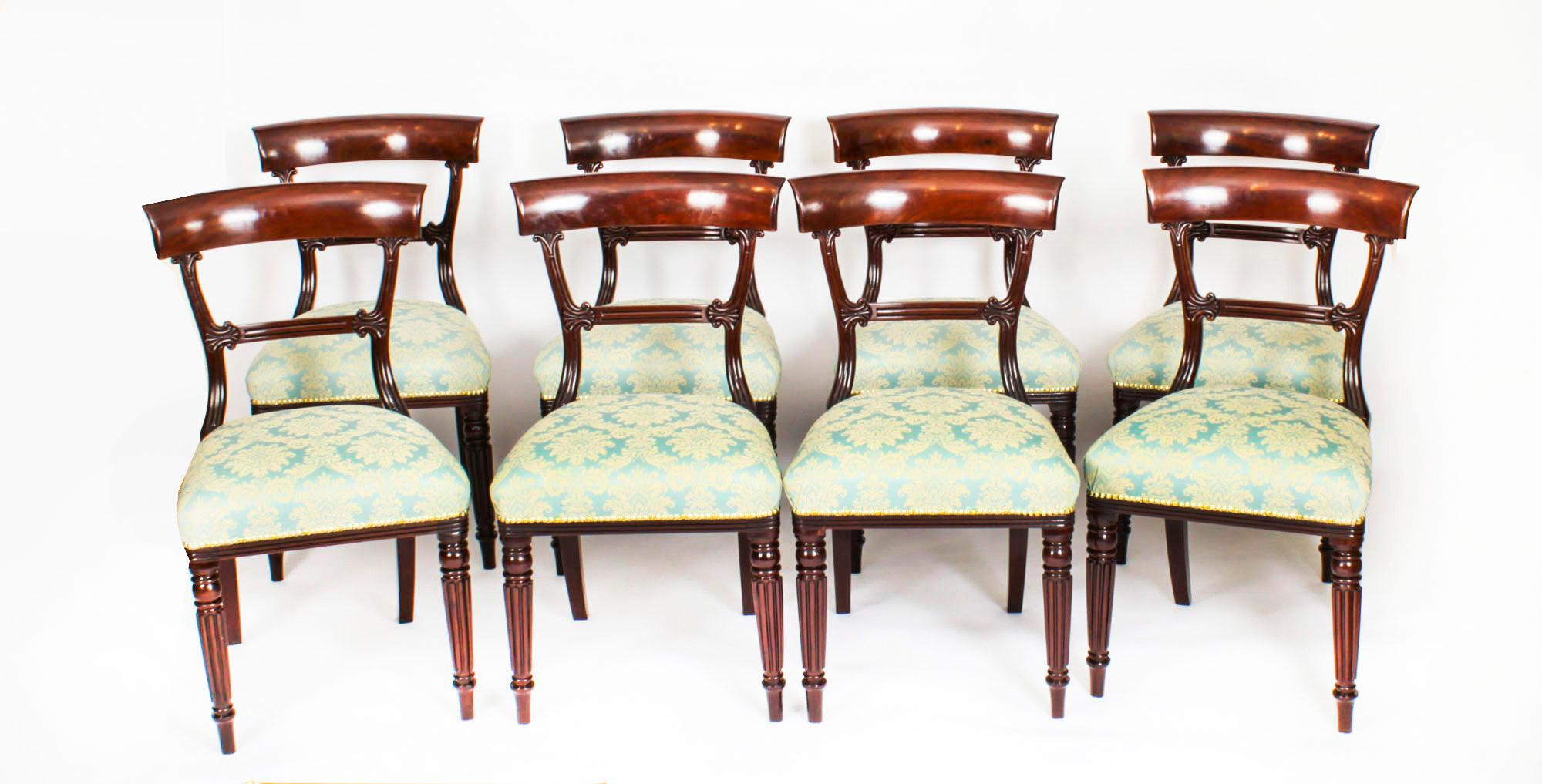 Antique Set 8 English William IV Barback Dining Chairs Circa 1830 19th C For Sale 5