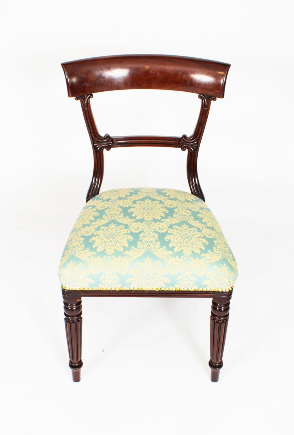 Antique Set 8 English William IV Barback Dining Chairs Circa 1830 19th C In Good Condition For Sale In London, GB