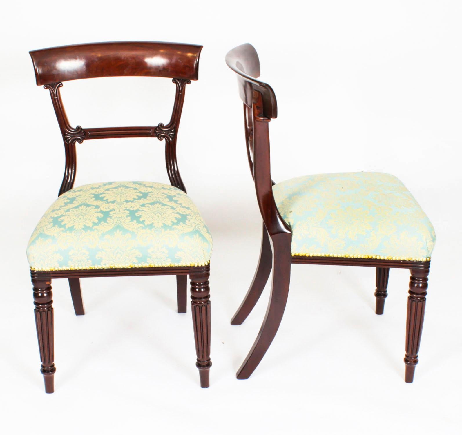 Mid-19th Century Antique Set 8 English William IV Barback Dining Chairs Circa 1830 19th C For Sale