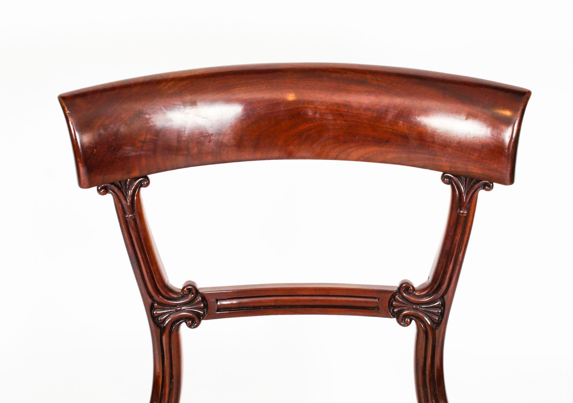 Milieu du XIXe siècle Antique Set 8 English William IV Barback Dining Chairs Circa 1830 19th C en vente