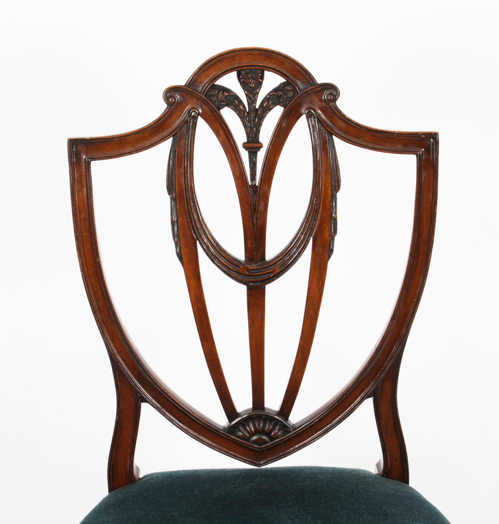 Antique Set 8 Hepplewhite Mahogany Dining Chairs, 19th Century 8