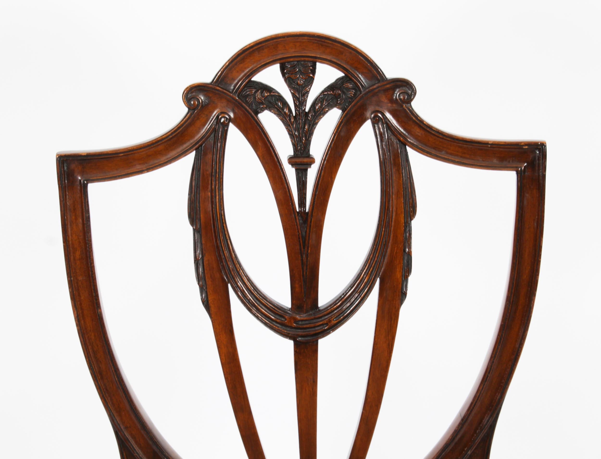 Antique Set 8 Hepplewhite Mahogany Dining Chairs, 19th Century 8