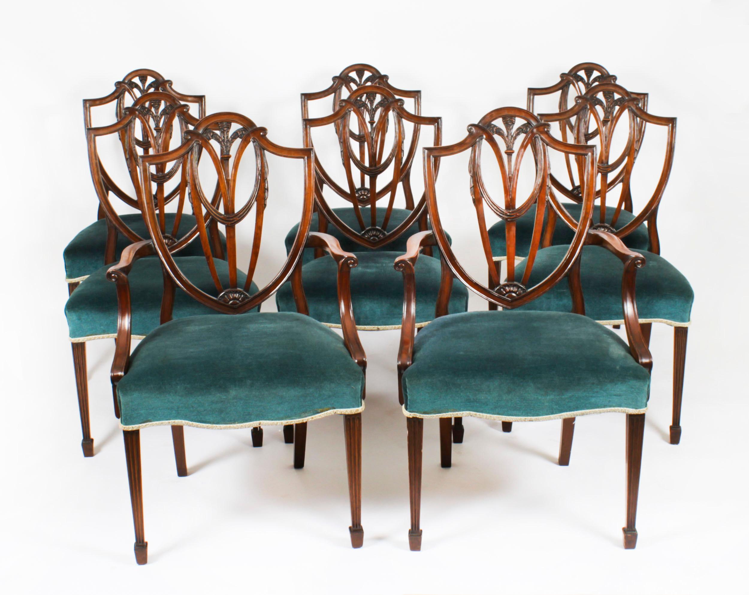 Antique Set 8 Hepplewhite Mahogany Dining Chairs, 19th Century 15