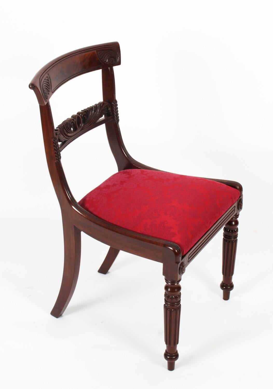 English Antique Set 8 Regency Mahogany Dining Chairs Manner of Gillows c.1820 19th C