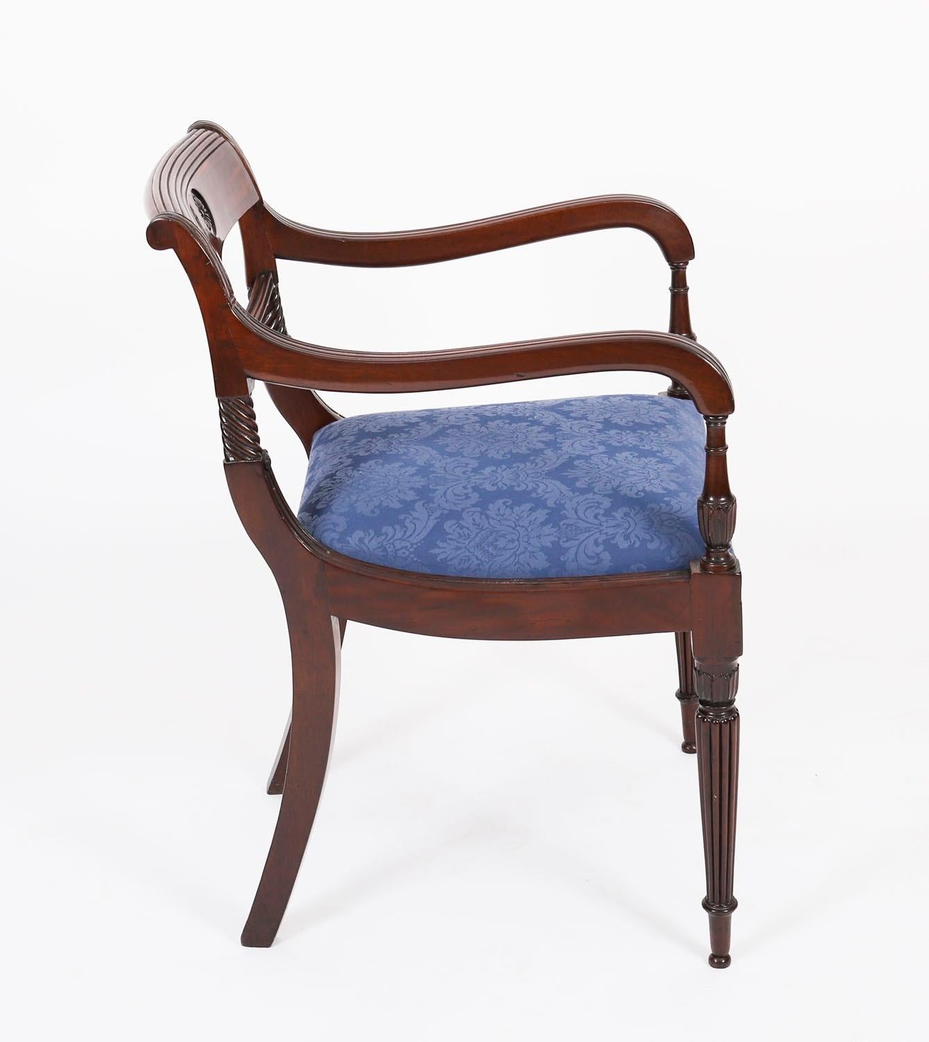 English Antique Set 8 Regency Period Dining Chairs C1820 19th Century