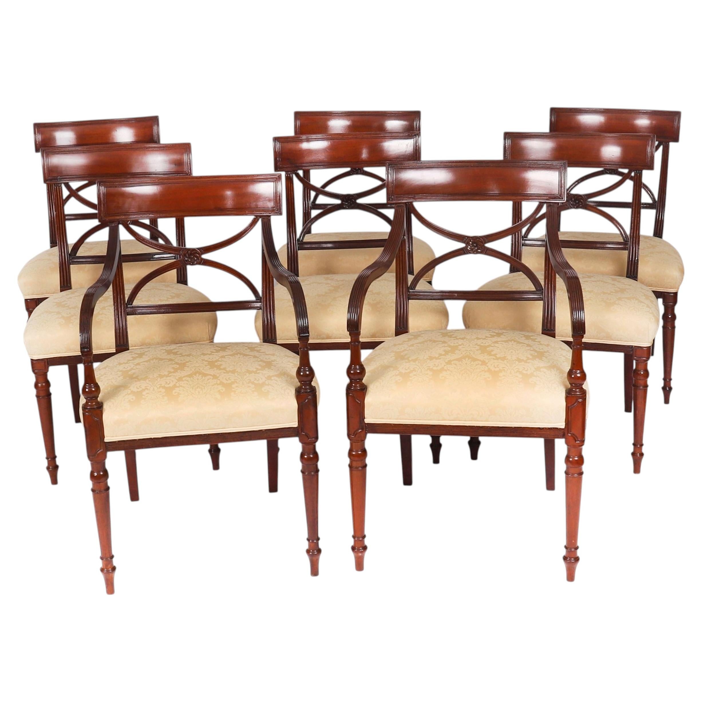 Antique Set 8 Regency Period Dining Chairs Circa 1820 19th Century