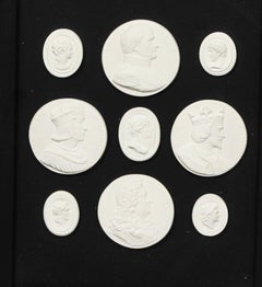 Antique Set 9 Grand Tour Intaglios of French Kings and Statesmen 19th Century