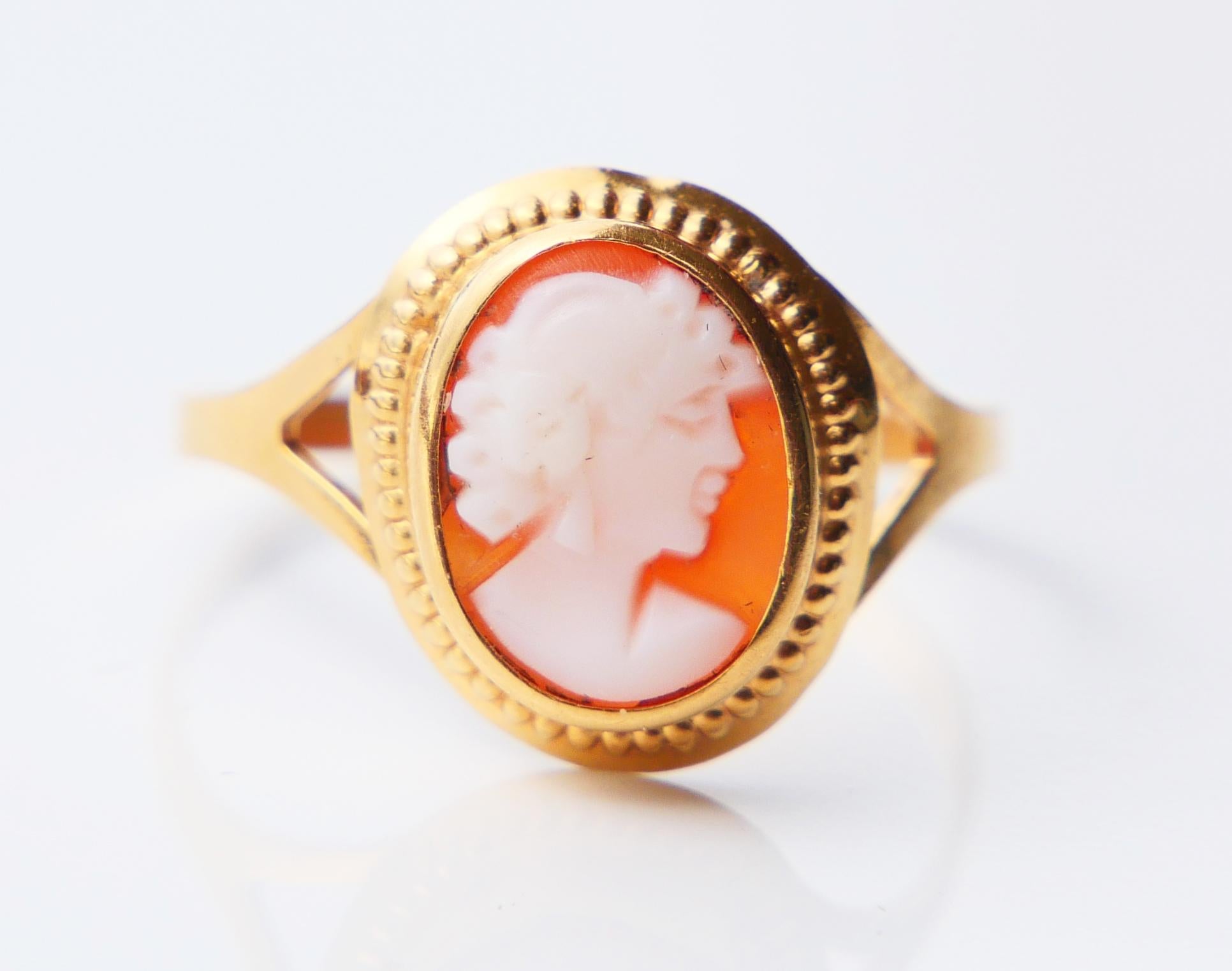 Antico Set Orecchini Anello Cammei in oro massiccio 18K / 2.34gr in vendita 6