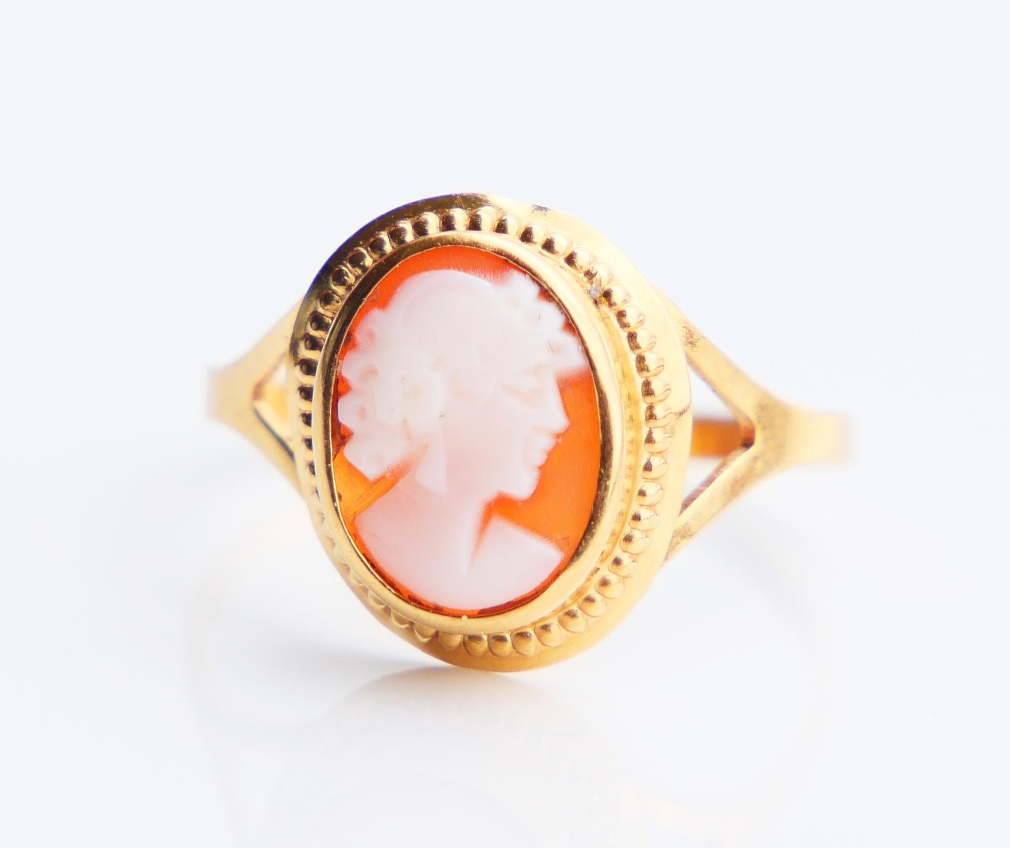 Antico Set Orecchini Anello Cammei in oro massiccio 18K / 2.34gr in vendita 8