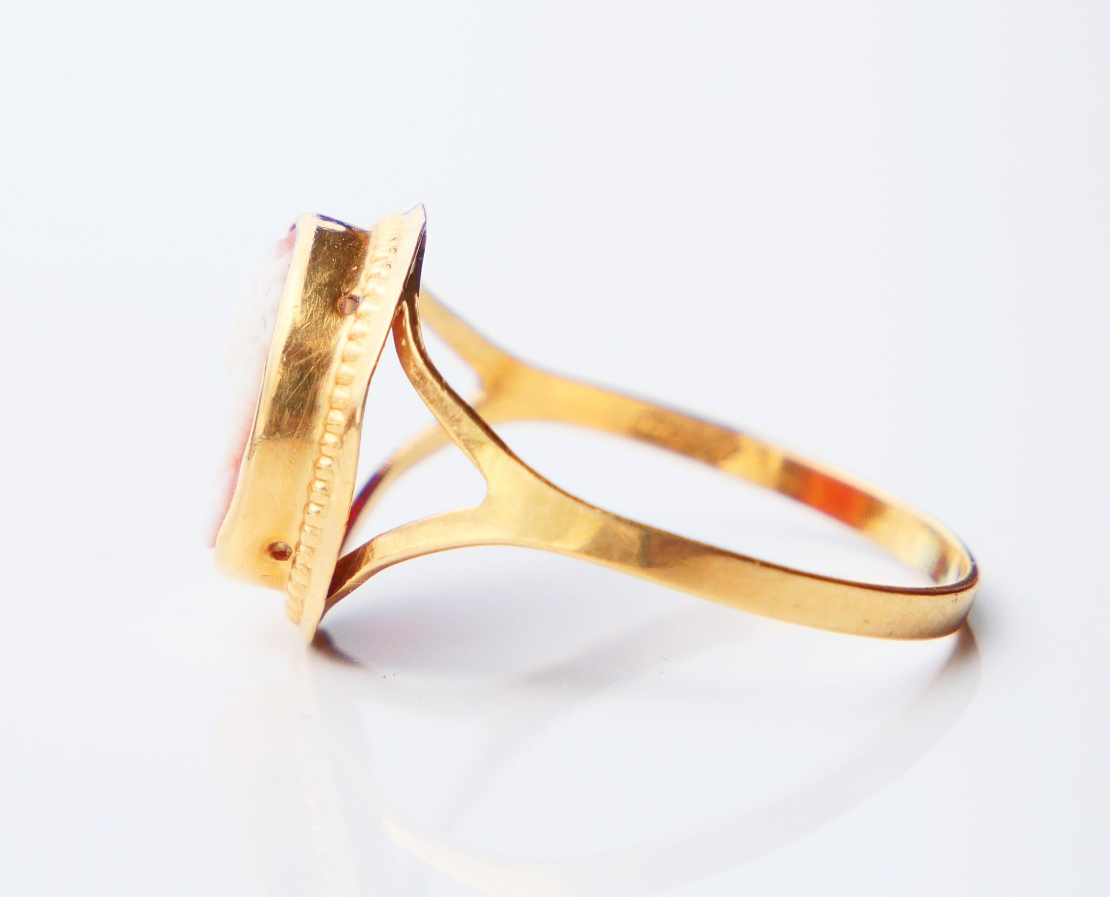 Antico Set Orecchini Anello Cammei in oro massiccio 18K / 2.34gr in vendita 9