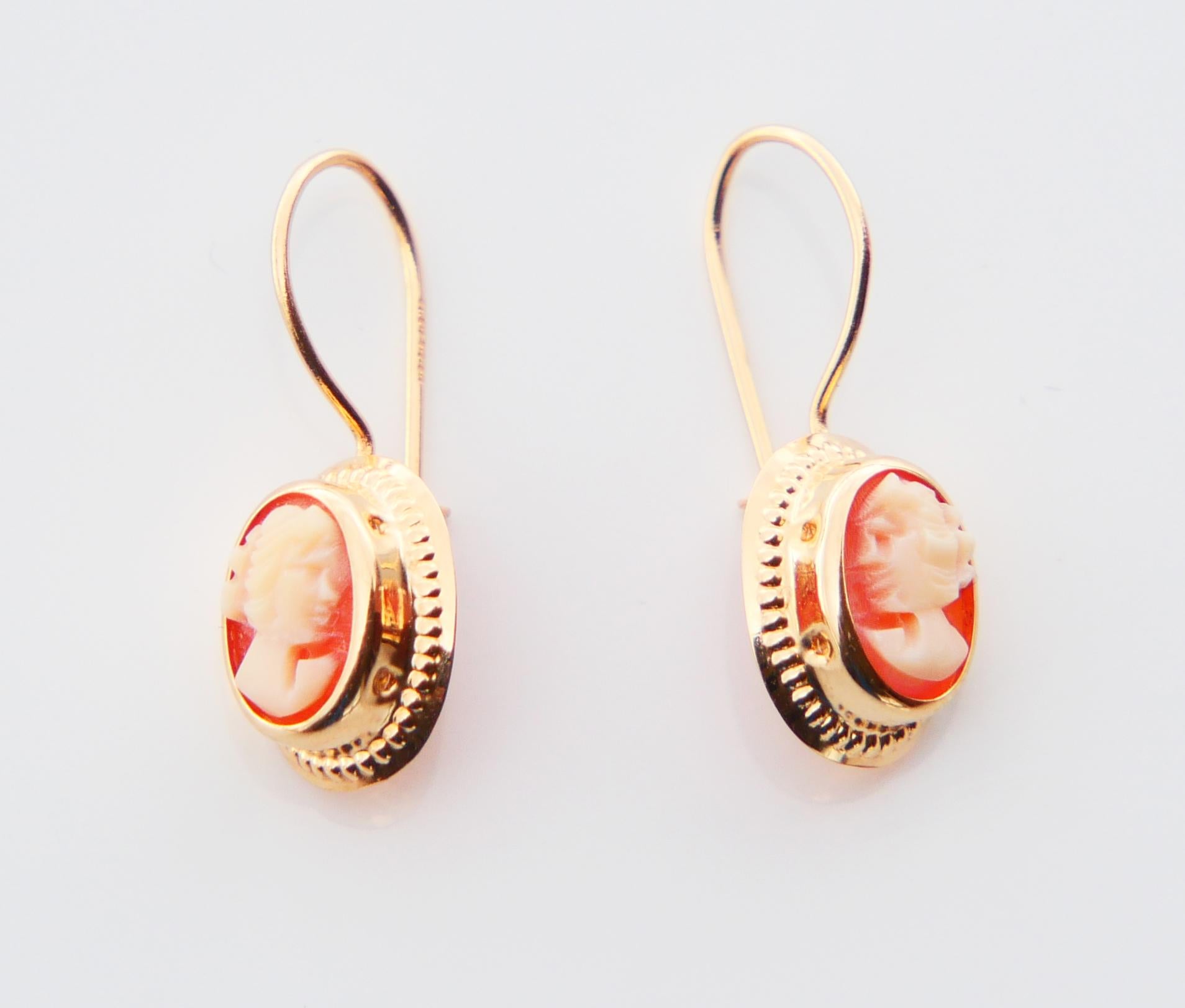 Art Déco Antico Set Orecchini Anello Cammei in oro massiccio 18K / 2.34gr in vendita