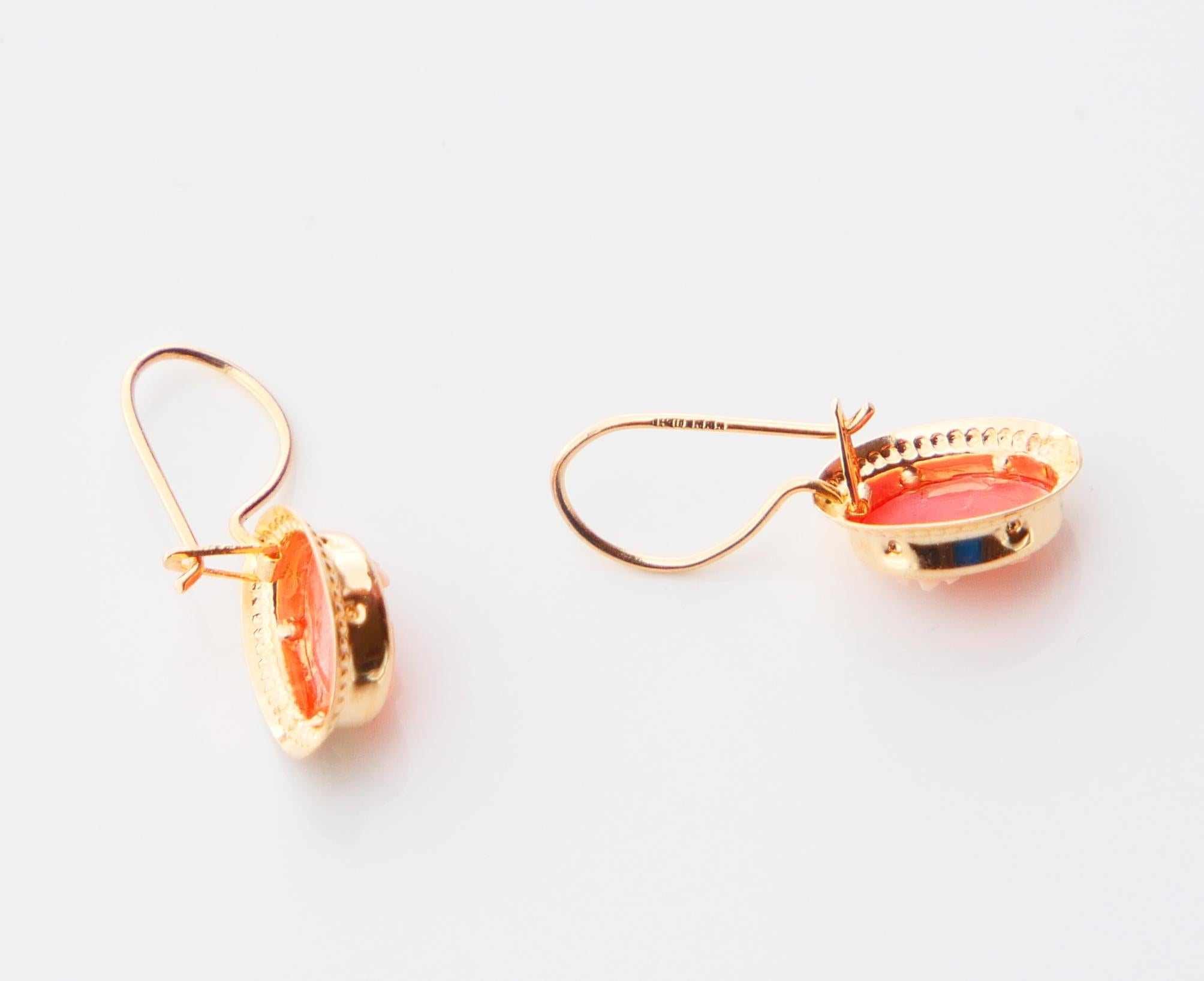 Antico Set Orecchini Anello Cammei in oro massiccio 18K / 2.34gr in vendita 1