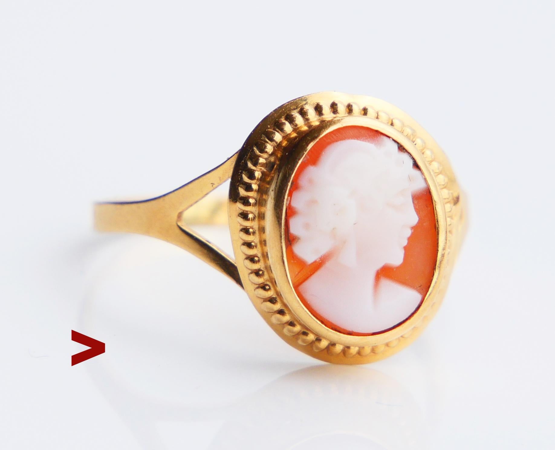 Antico Set Orecchini Anello Cammei in oro massiccio 18K / 2.34gr in vendita 5