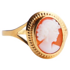 Antique Set Earrings Ring Cameos solid 18K Gold / 2.34gr