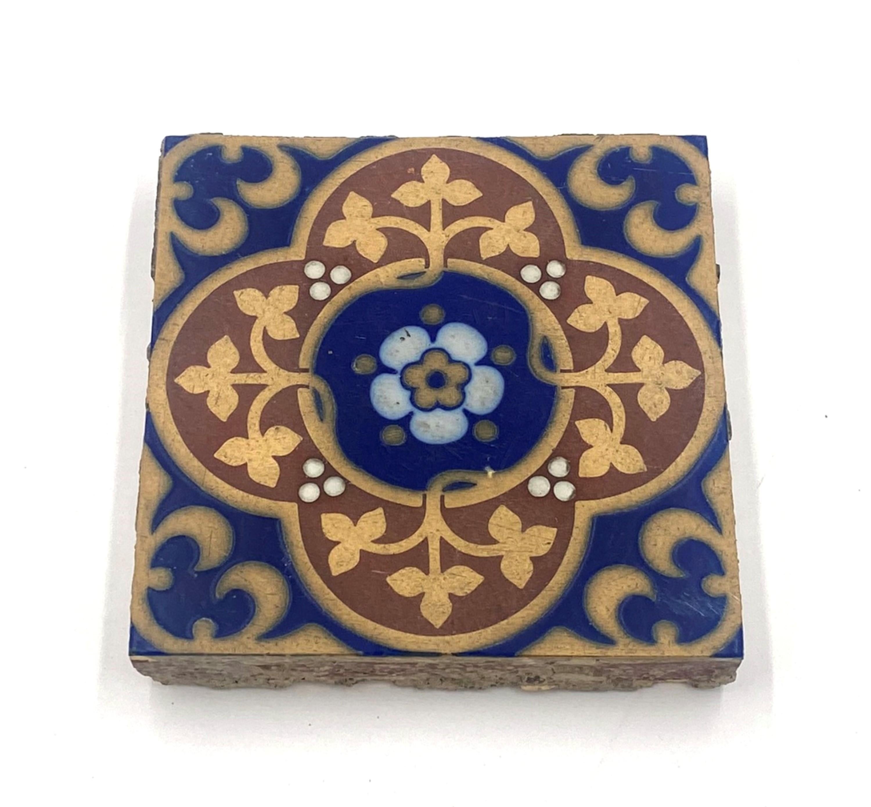 Ceramic Antique Set Encaustic Minton 'Stoke Upon Trent' Tile Floor 1920s