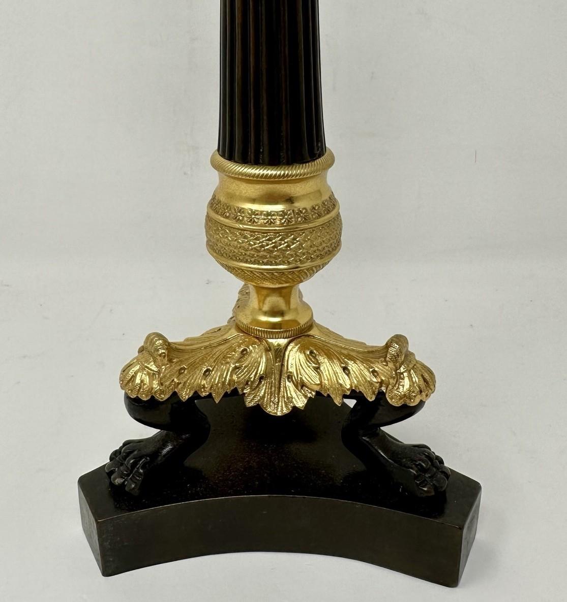 Antique Set Four French Doré Bronze Neoclassical Ormolu Candlesticks Lamps 19Ct  For Sale 4