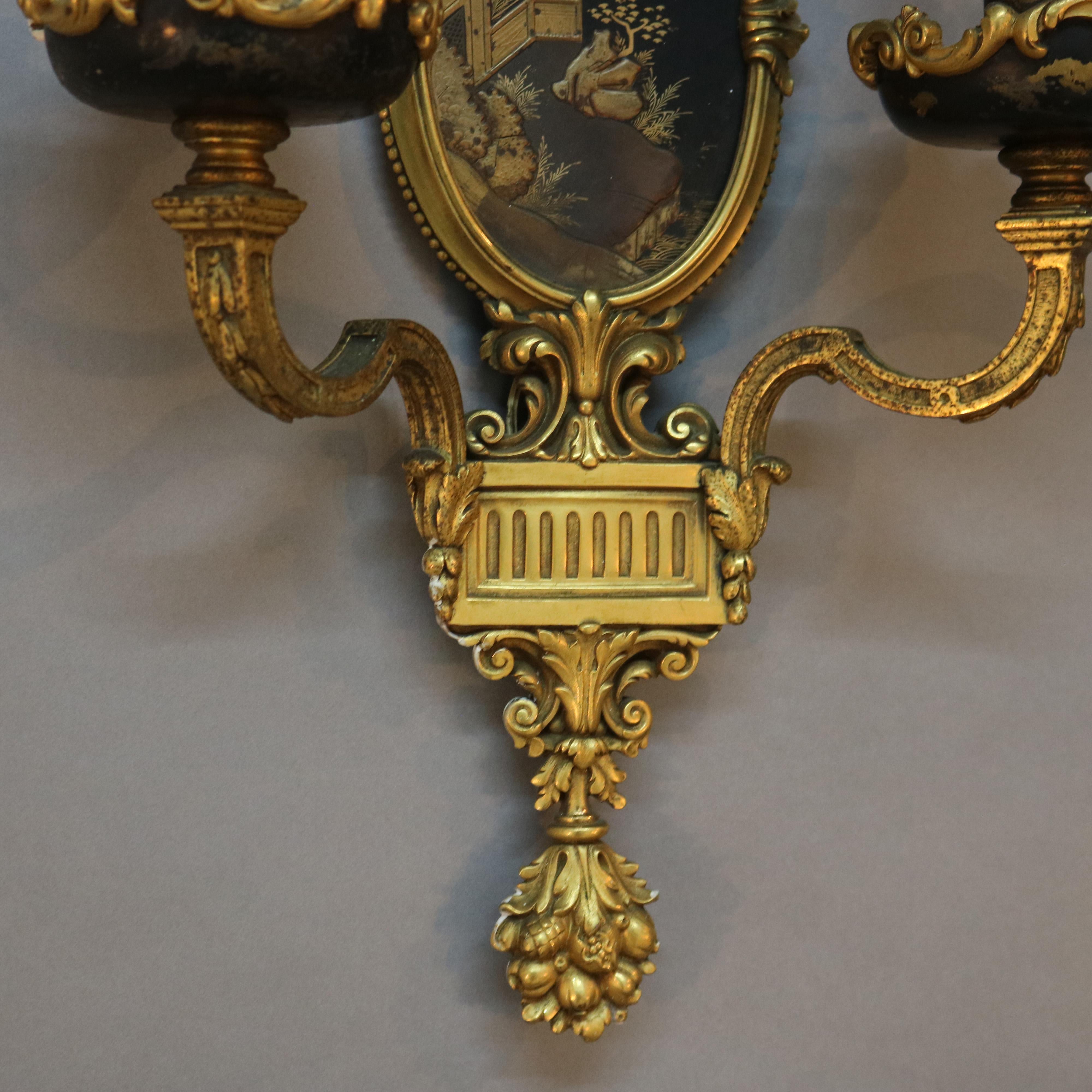 Antique Set Four Gilt Bronze Chinoiserie Wall Sconces, circa 1920 at ...