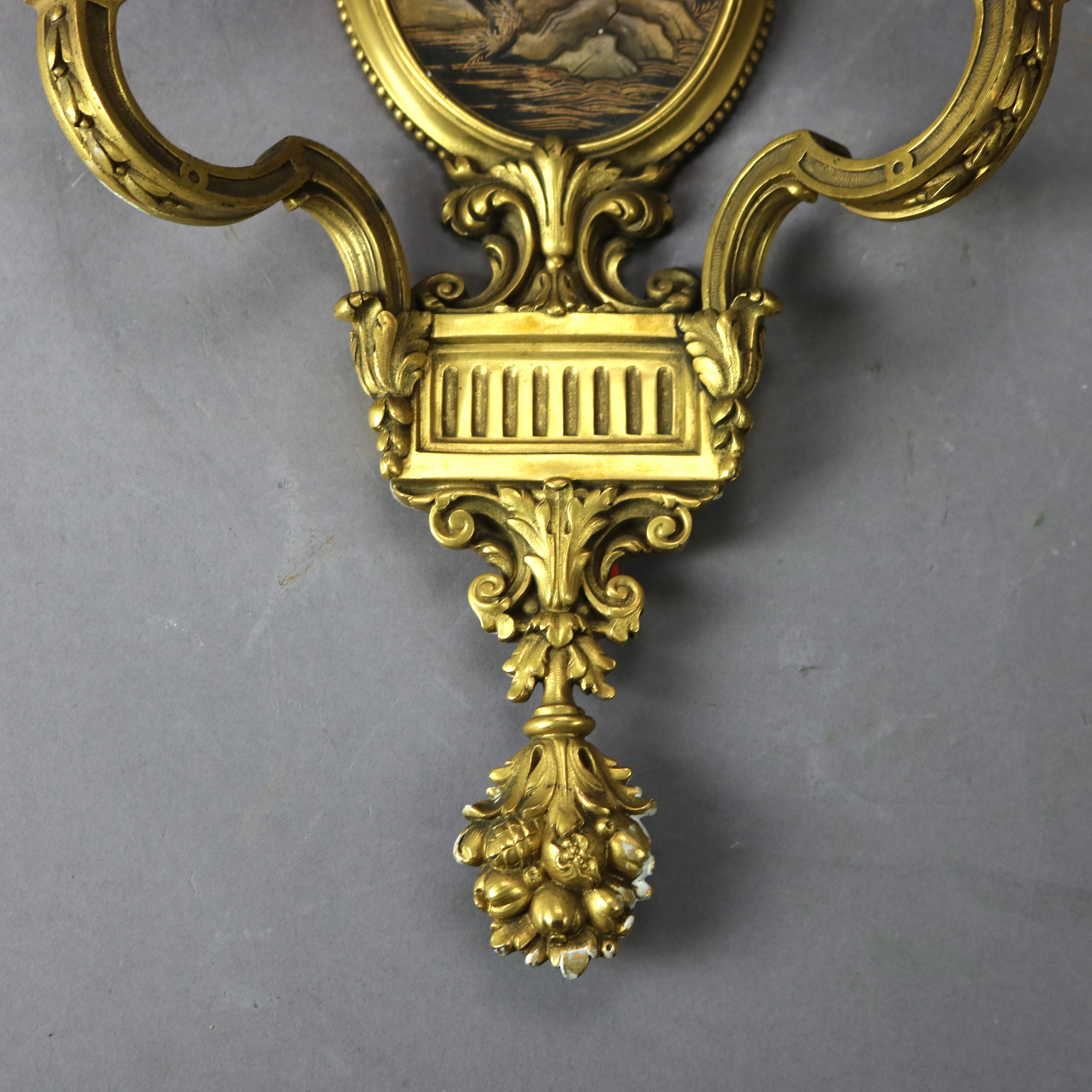 Antique Set Four Gilt Bronze Chinoiserie Wall Sconces, circa 1920 at ...