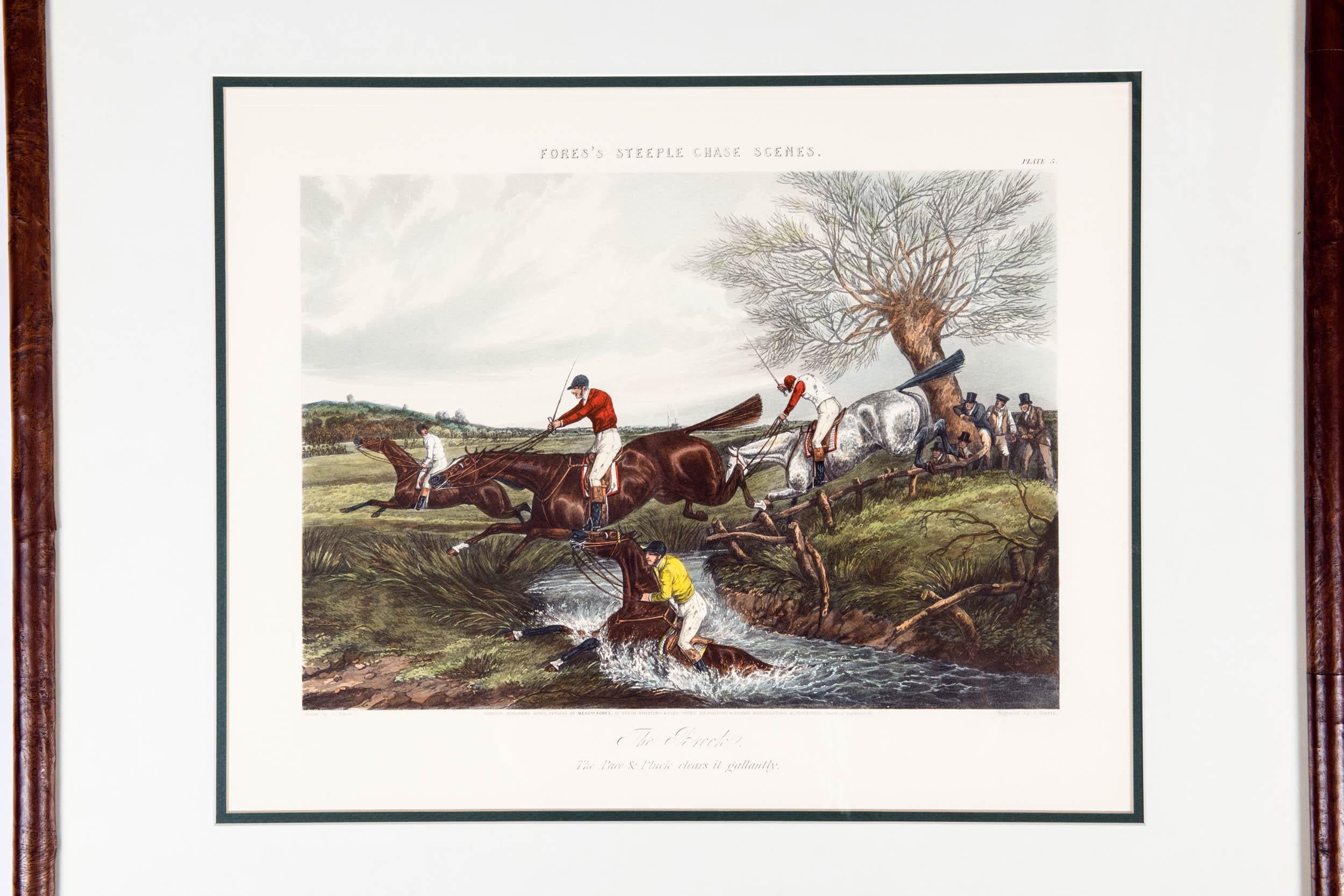 Antique Set of Four Hand Colored Lithographs Forest's  Steeple Chase 8