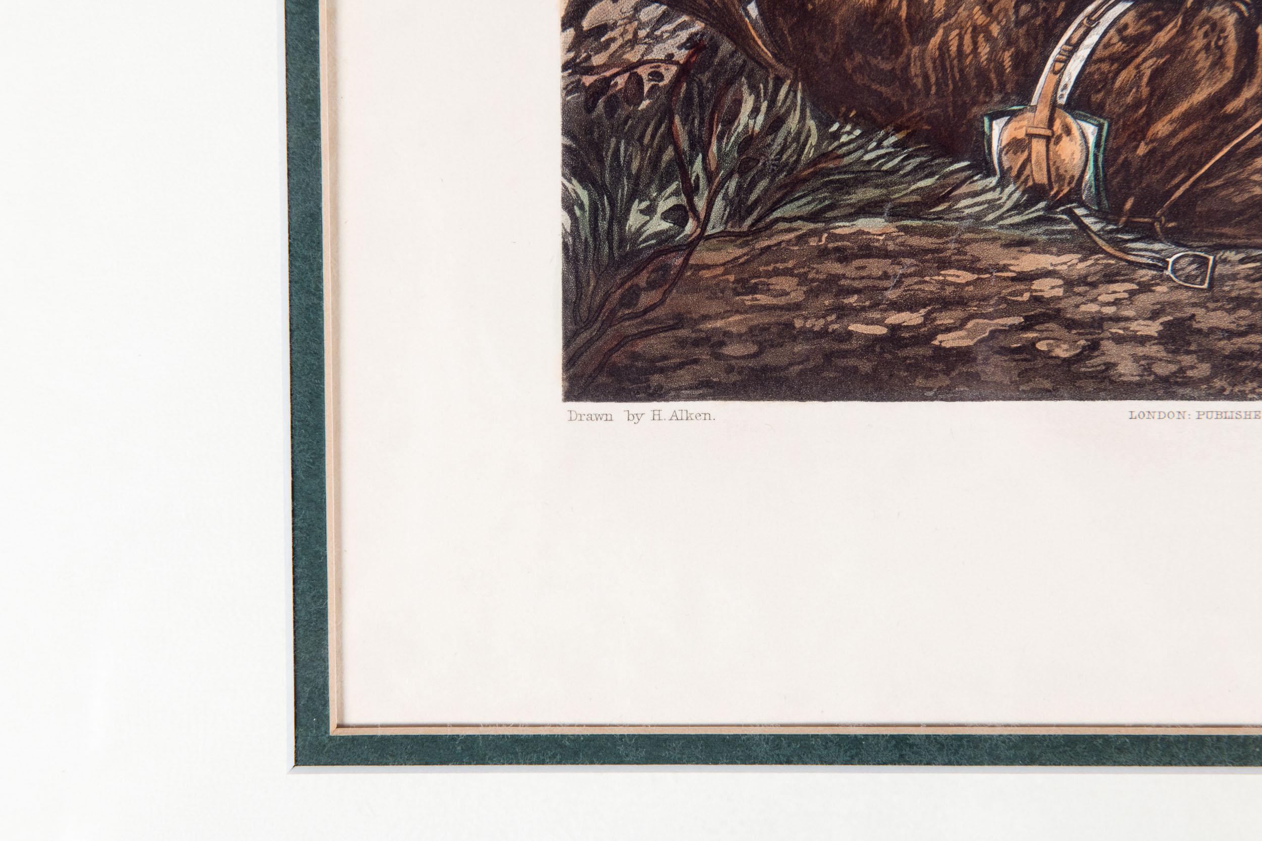 19th Century Antique Set of Four Hand Colored Lithographs Forest's  Steeple Chase