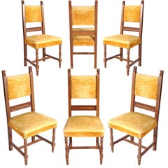 Antique Set Tuscani Six Michele Boncia Chairs "Rocchetto"  Wax-Polished