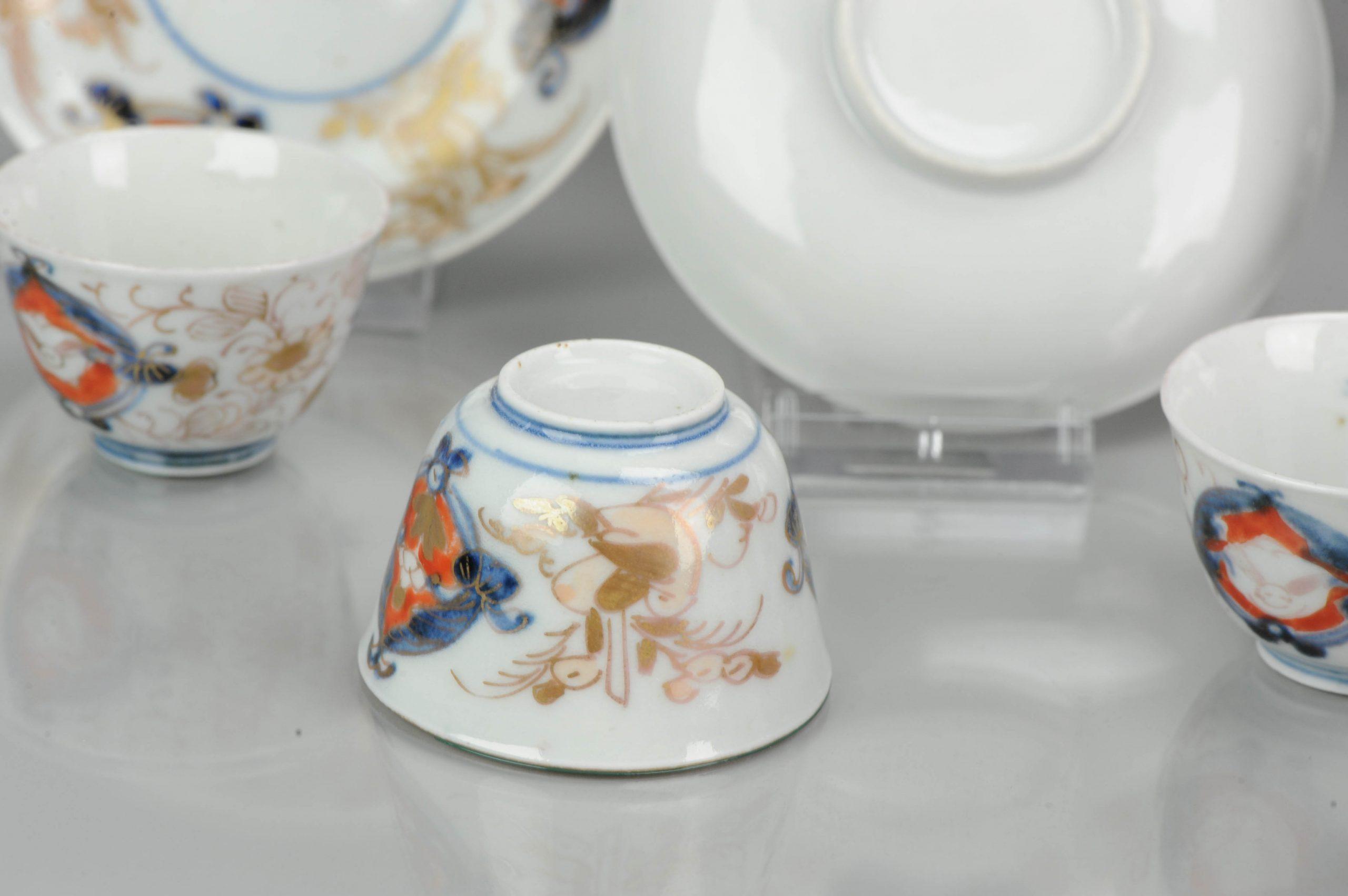 Antique Set of Japanese Imari / Tea Bowl Cup, Flowers, Porcelain, 18th Century For Sale 11