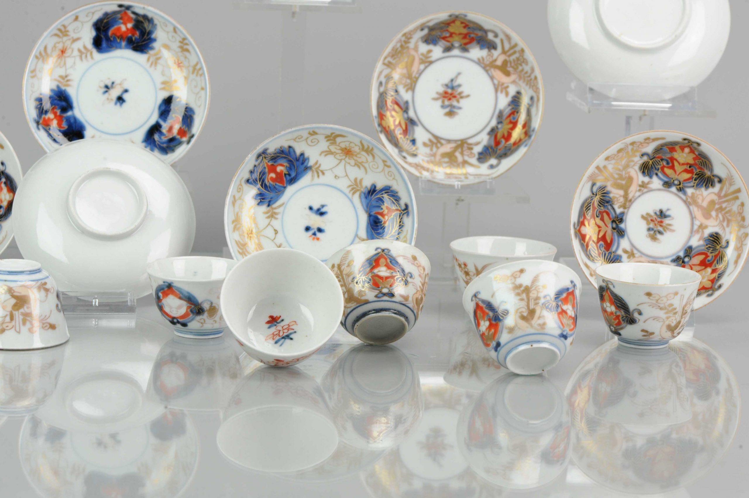 Ensemble antique d'Imari japonais / tasse à thé:: fleurs:: porcelaine:: 18ème siècle en vente 2