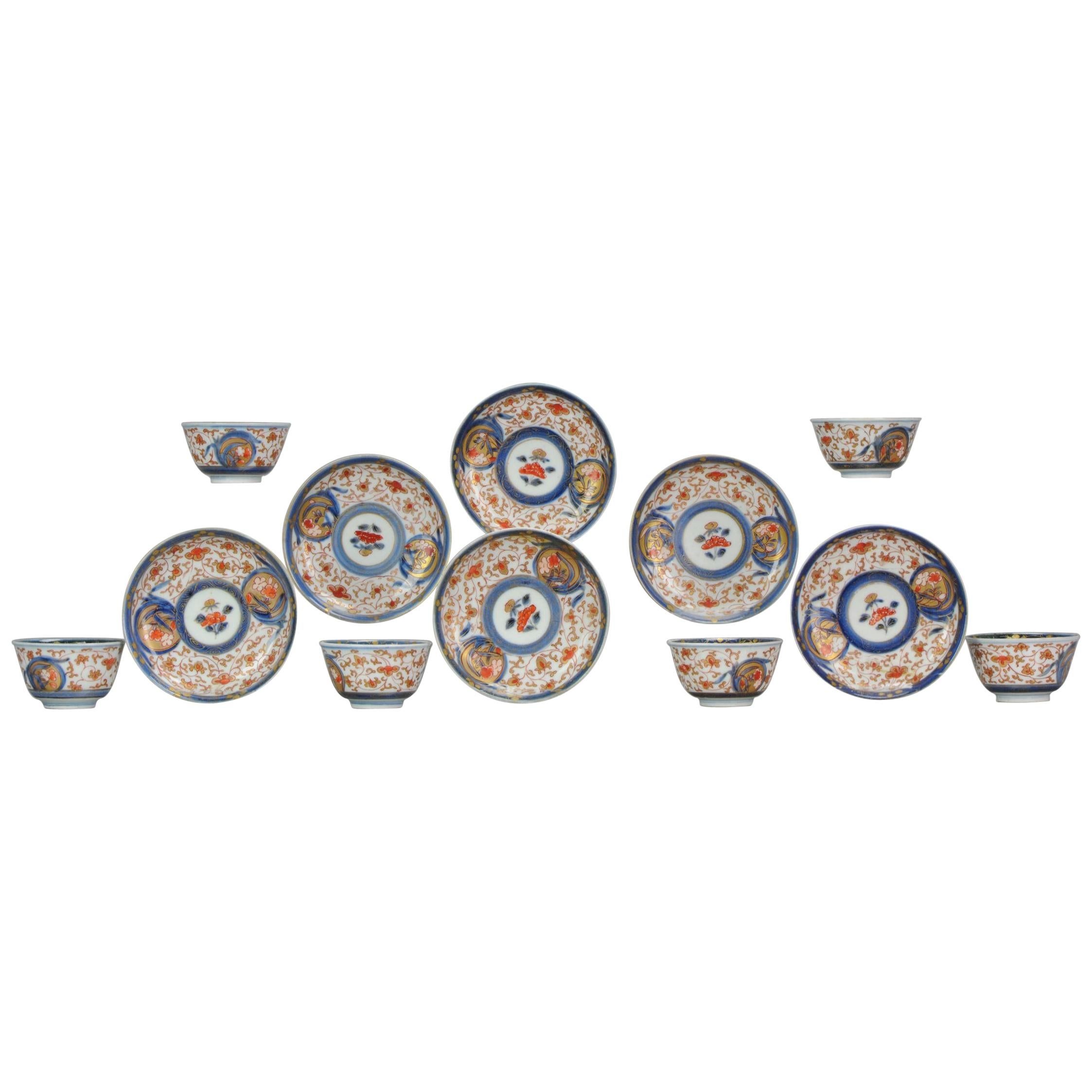 Antique Set Japanese Imari / Tea Bowl Cup, Flowers, Porcelain, 18th Century For Sale