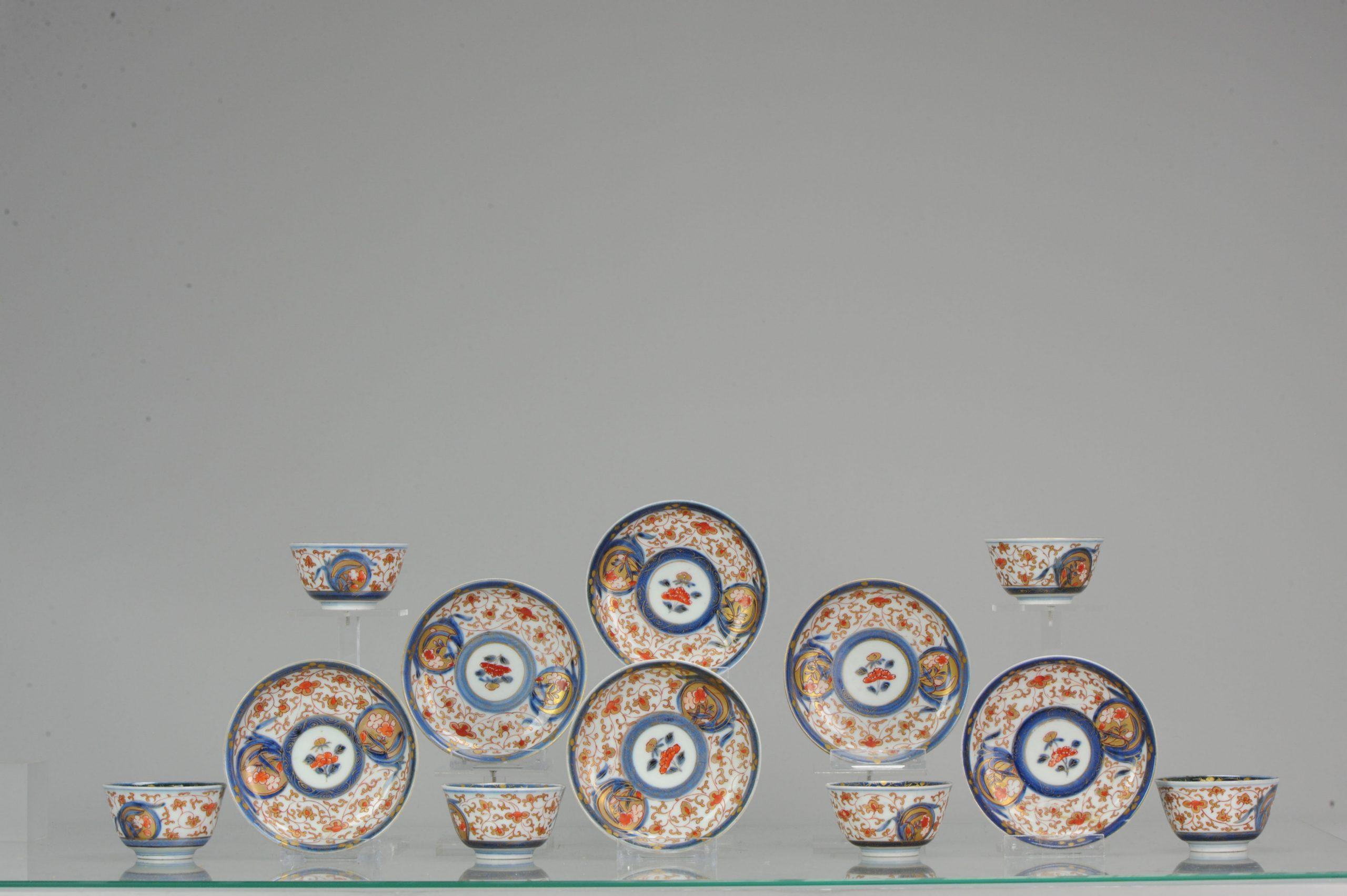 Antique Set Japanese Imari / Tea Bowl Cup, Flowers, Porcelain, 18th Century For Sale 1