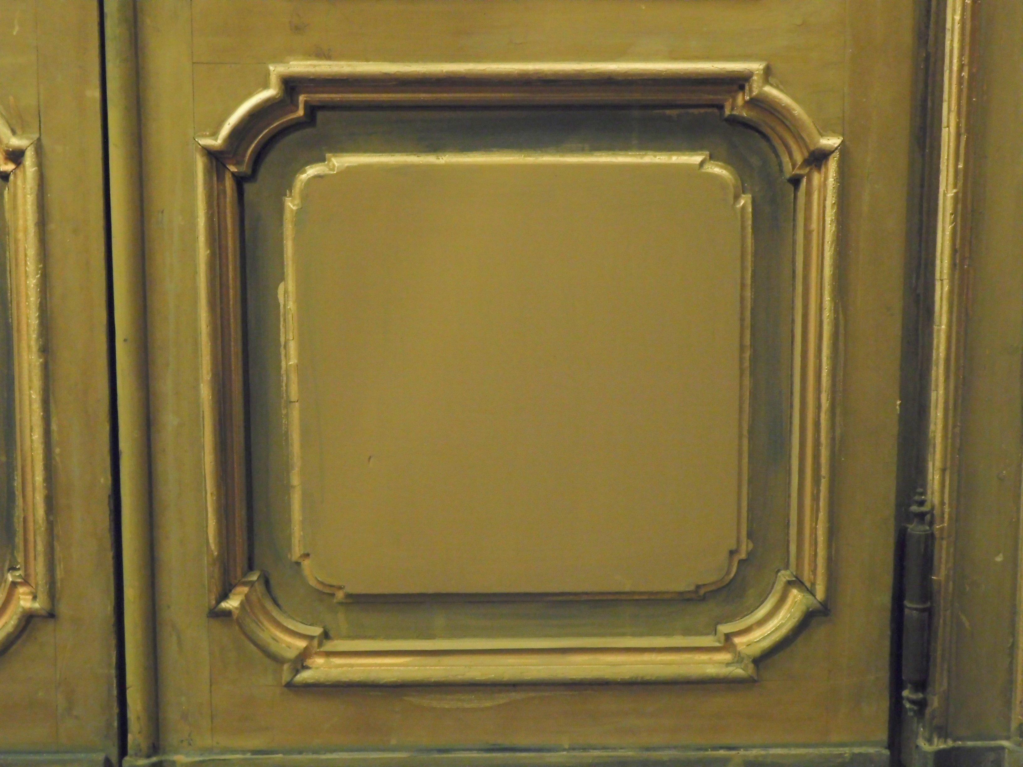Antikes Set mit 4 Türen, N.4 Holz lackiert in Goldgrün, mit Glas und Rahmen Mailand 1800 im Angebot 4