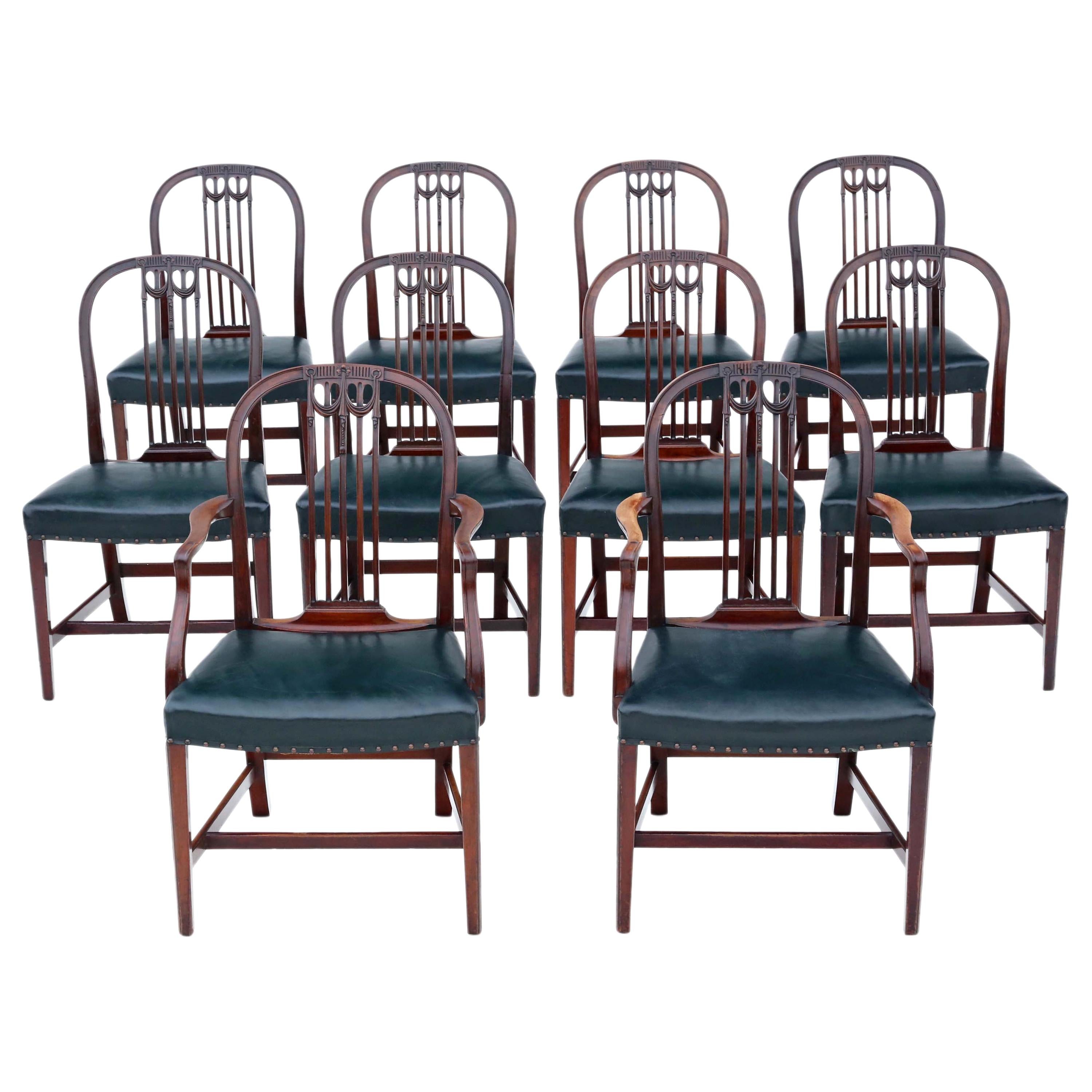 Antique Set of 10 '8+2' Mahogany Dining Chairs, 19th Century