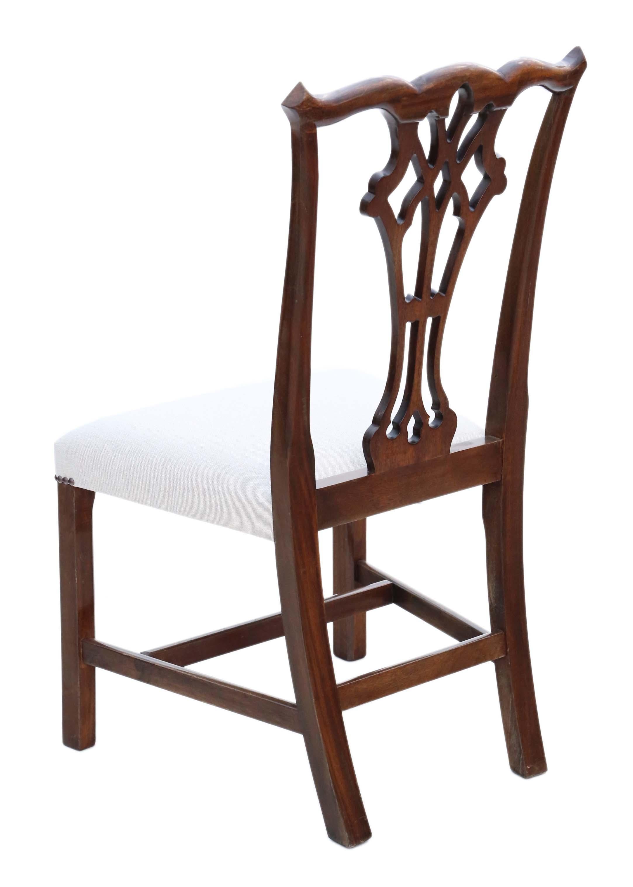 Antique Set of 10 '8+2' Mahogany Georgian Revival Dining Chairs Ribbon Back 6