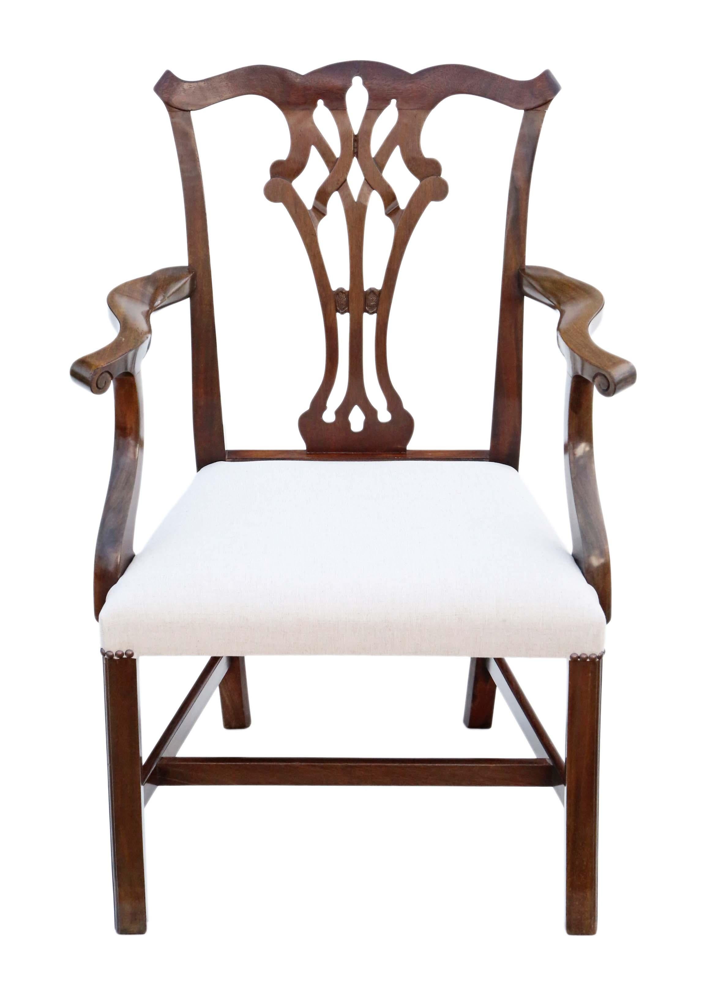 Antique Set of 10 '8+2' Mahogany Georgian Revival Dining Chairs Ribbon Back In Good Condition In Wisbech, Cambridgeshire